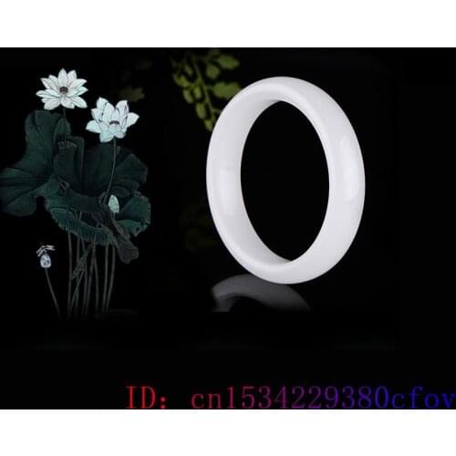 For Gifts Jadeite Women Charm Men Amulet Jewellery Natural White Hetian Jade Bangle Bracelet Fashion
