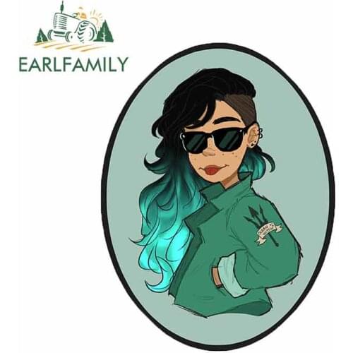 EARLFAMILY 13cm x 10.2cm For Punk Rock Girl Vinyl Car Stickers Creative Graphics Decal Car Door Protector Waterproof Sunscreen