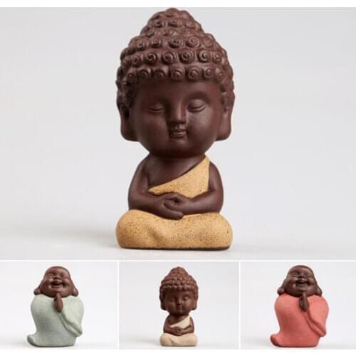 Porcelain Tea Pet Buddha Statues Small Monk Zen Kung Fu Meditation Monk Figures Creative Gift Teahouse Home Decor
