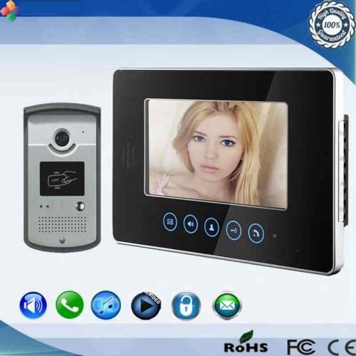 Hot sale 7inch TFT LCD touch screen handfree indoor monitor with touch key and IDcard unlock night vision camera video doorphone