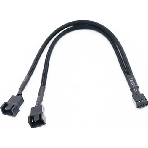 1 to 2 Way Braided Cable Y Splitter 3/4 Pin PWM Male Connector Fan Computer PC Fan Extension Adapter Cable