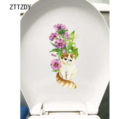 ZTTZDY 11.5*24.2CM Pet Cat Wall BedRoom Home Decoration Toilet Sticker Decal Modern Art T3-0402