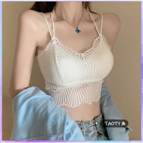 Sexy Lace White Crop Top Womens Tube Tops Sleeveless Backless Camisole Strap Corset Top Female Basic Tank Top Summer Clothes