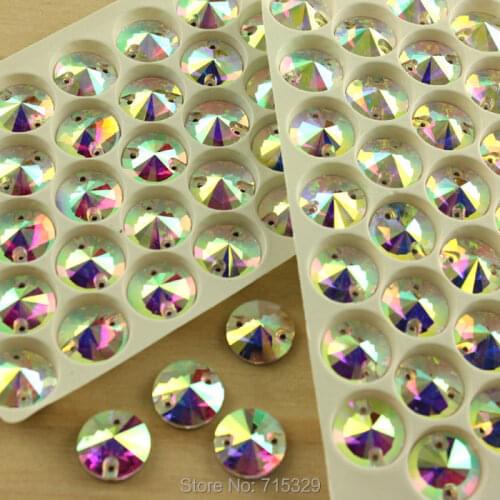 Round all size Sew on Crystal Rhinestones Clear ab Crystal Sew-on Stones for Wedding Dress buttons Beads for Bags Shoes