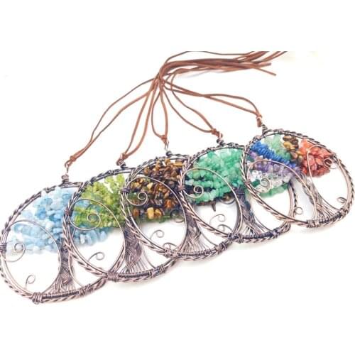 Natural Quartz Tree Of Life Pendant Fashion Simple Colourful Healing Crystal Stone Chakra Gift Girl Bedroom Home Decoration
