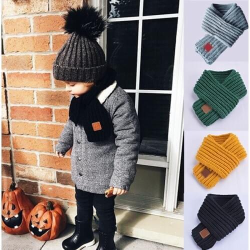 Hot Sale Kids Baby Boys Girls Winter Accessories Kids Pompom Scarf Warm Neck Warmer Scarves Knitting Cotton Neck Warmer Scarves