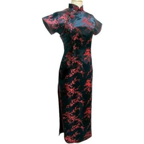Hot Sale Chinese Womens Clothing Satin Cheong-sam Long Qipao Dress Suit Plus size S M L XL XXL XXXL 4XL 5XL 6XL J3087