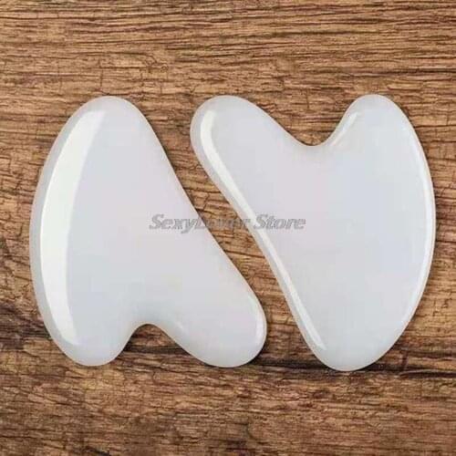 White Jade Facial Massager Beauty Scraping Massage Tool Heart Shaped Gua Sha Tool White Jade Horn Jade Massager Tool