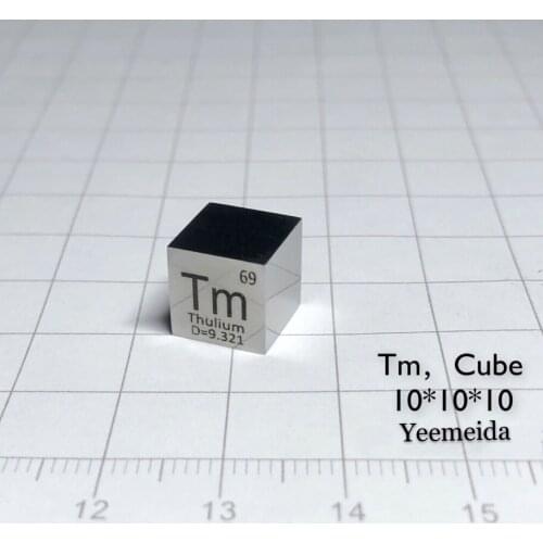 10mm Mirror polished Thulium (Tm) Metal Cube 99.99% Pure for Element Collection