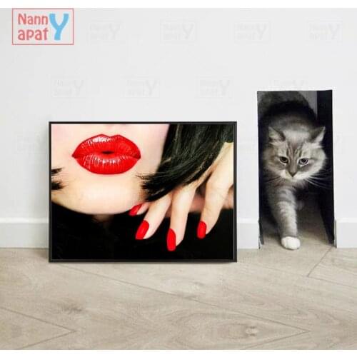 Fashion Lady Posters and Prints for Girls Bedroom Colorful Lips Home Wall Backdrop Decor Nordic Canvas Painting Wall Art Modern