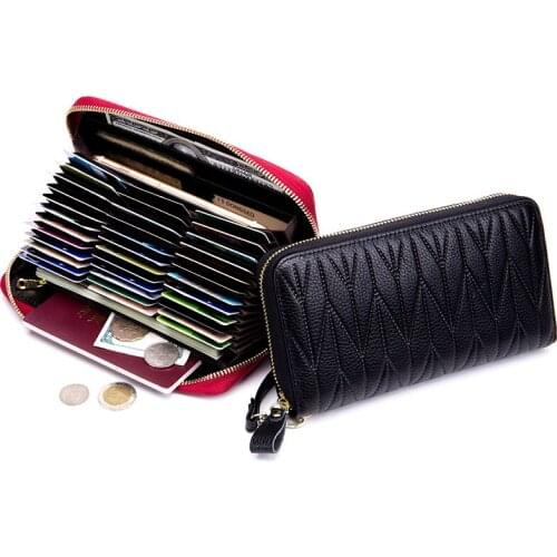 Fashion 36 Card Women Wallet Long Card Holder RFID Business Credit Card Holder Clutch Wallets Passport cover leather Coin purses