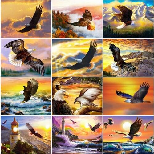 MomoArt Diamond Mosaic Animal Full Square Drill Diamond Embroidery Eagle Picture Of Rhinestone Art Painting Sky Beaded Wall Art