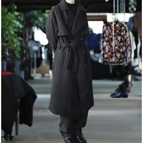 2020 autumn/winter popular logo double-breasted medium length woolen coat for men windbreaker loose and thick coat