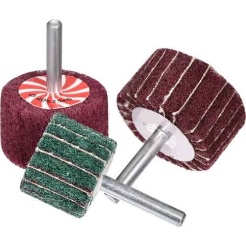 Uxcell 3 Sizes Abrasive Wheel Set Cylindrical Head Nylon Fiber Polishing Wheels 30mm/40mm/40mm for Rotary Tool Green, Red