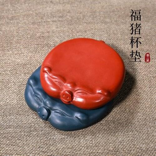 Undressed ore recommended bearing pot holder pot pad purple sand tea pets play furnishing articles blessing pig cup mat