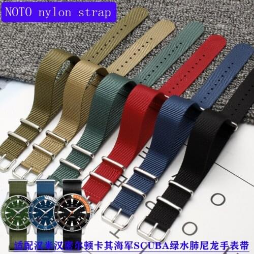 NOTO Nylon canvas Strap for HAMILTON Khaki Navy Scuba H82375961 Green 20mm 22mm Universal Type Sport TroopFabric strap