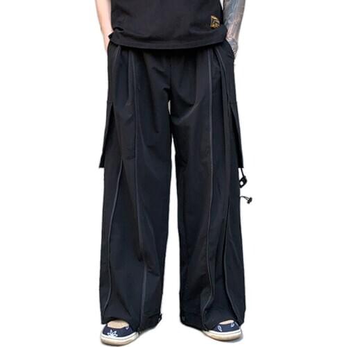 New Japan Style Functional Straight Mens Wide Leg Pants Fashon Casual Trousers
