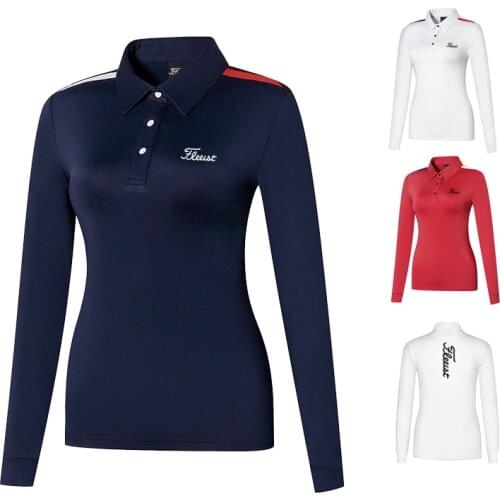 Golf clothing ladies slim long-sleeved T-shirt outdoor sports wear quick-drying breathable sweat-absorbent POLO shirt