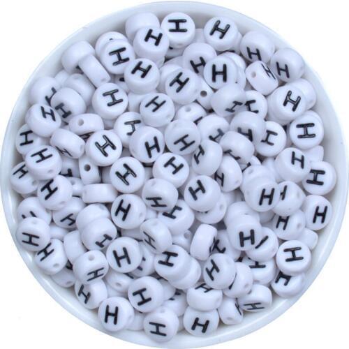 Single letter H Letter Beads Promotion 100pcs Alphabets Letter Round Spacer Beads 7mm Letters for DIY Bracelets Jewelry Making