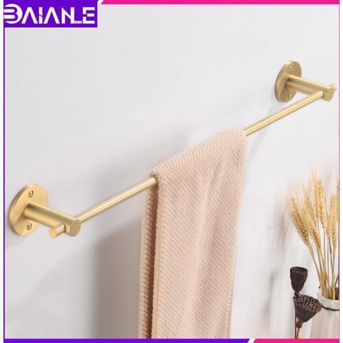 Single Towel Bar Brass Gold Towel Holder Rack Toilet Wall Mounted Towel Rack Hanging Holder Decorative Bathroom Accessories