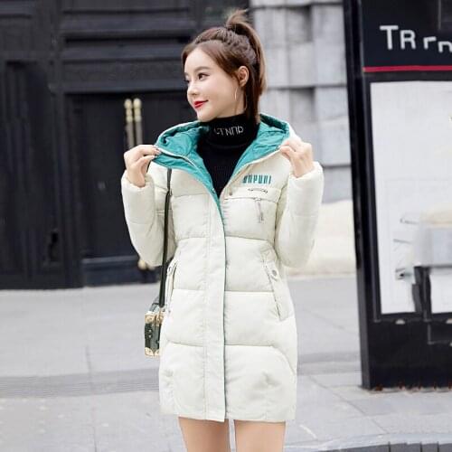 Parkas Plus Size Korean Style 2021 Hooded Slim Long Female Winter Solid Stand Collar Thick Cold Coat Ladies Womens Jackets