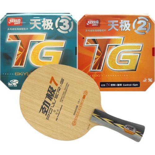 Pro Table Combo Paddle Racket DHS POWER.G7 PG7 PG.7 PG 7 + NEO Skyline TG2 and NEO Skyline TG3 Long Shakehand FL