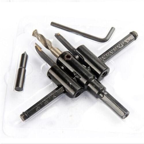 30mm-120mm alloy steel adjustable round hole knife + plastic wood hole saw drill bit hexagonal woodworking special tool