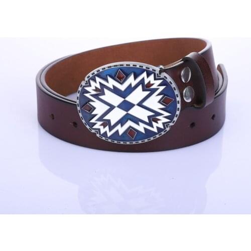 Cowboy Fashion leather belt knot series metal buckle geometric weave pattern men simple casual belts trend women jeans be