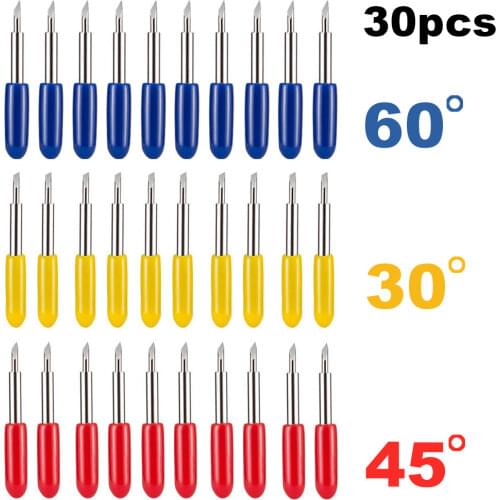 30pcs 30/45/60 Degree Roland Cricut Cutting Plotter Vinyl Cutter Knife Blades Offset for Roland Cricut Cutting Plotter