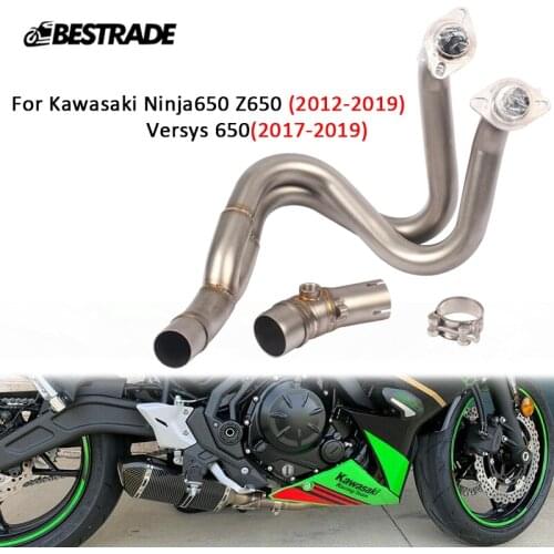 Motorcycle Exhaust System for Kawasaki Z650 Ninja 650 Versys 650 Exhaust Front Mid Link Pipe Slip 51mm Muffler Stainless Steel