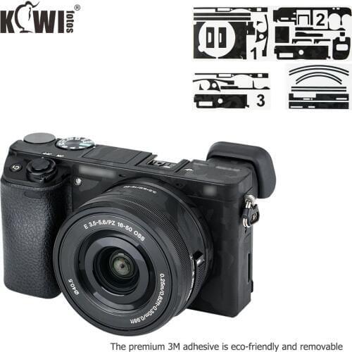 Kiwifotos Anti-Scratch Camera Body Skin Cover Protector Film for Sony Alpha A6100 A6300 A6400 + SELP1650 16-50mm Lens 3M Sticker