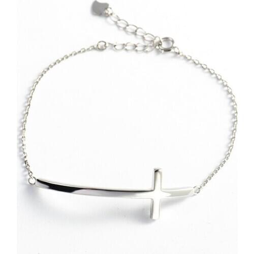 Korean style S925 sterling silver cross for womens bracelet Gift Fine jewelry