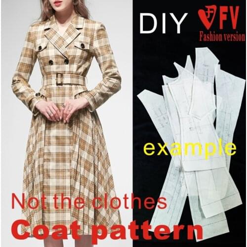 Female soil lapel windbreaker pattern coat pleated skirt garment sewing drawing BFY-292
