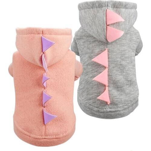 Winter Thickened Dinosaur Costume Puppy Clothes Warm Cardigan Dog Hoodie Coat Jacket Sweater Pets Drag Party Pajama Pomeranian