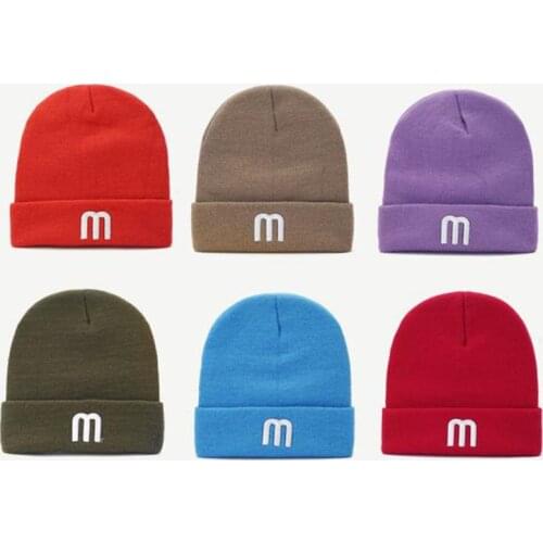 Letter M 2021 Winter Hats For Women Men Beanies Knitted Hat Girls Autumn Female Beanie Warm Hip Hop Bonnet Cap Streetwear
