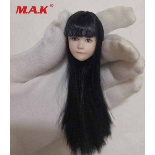 1/6 Scale Lovely Asia Child Head Sculpt Little girl Head with Long Hair Model Toy For 12 inches Action Figure Body Accessory
