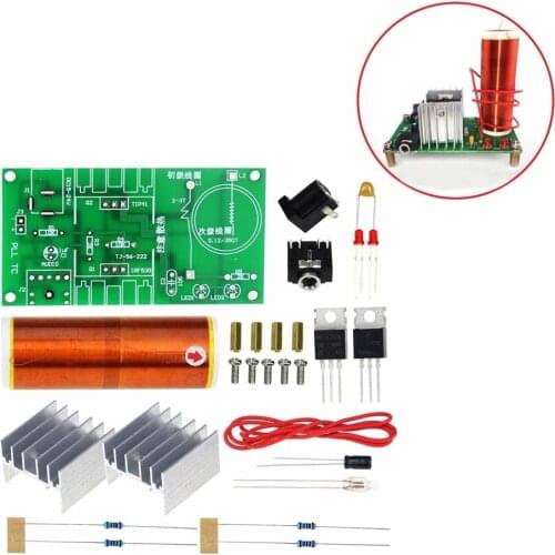 1 Set Mini Tesla Coil Kit 15W Mini Music Tesla Coil Plasma Speaker Tesla Wireless Transmission DC 15-24V DIY Kits