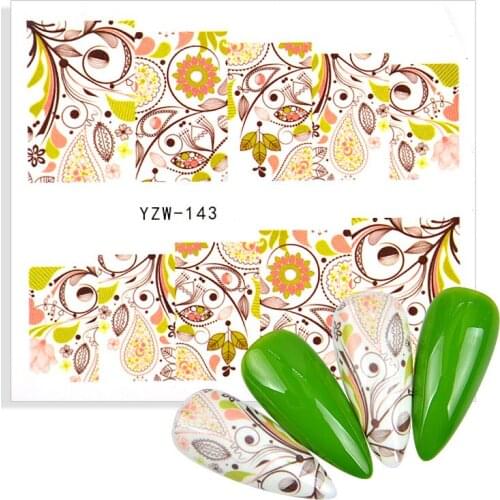 1 Sheet Manicure Wraps Green Tree Leaf Flower Sliders Stickers for Nails Inscriptions Nail Art Decoration Water Decals Tips