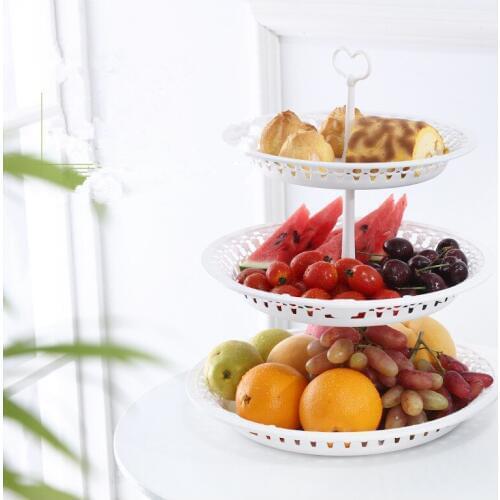 1PC Round Fruit Cake Plate Nordic Style Pure Color New Hollow Candy Fruit Wedding Cake Tray White Plate OK 0811
