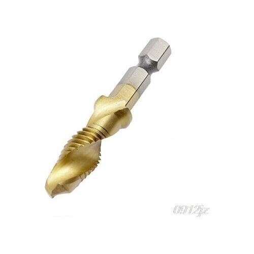 1PC M3-M10 Hex Shank Titanium Plated HSS Hand Screw Thread Metric Tap Drill Bits C90A New Drop ship