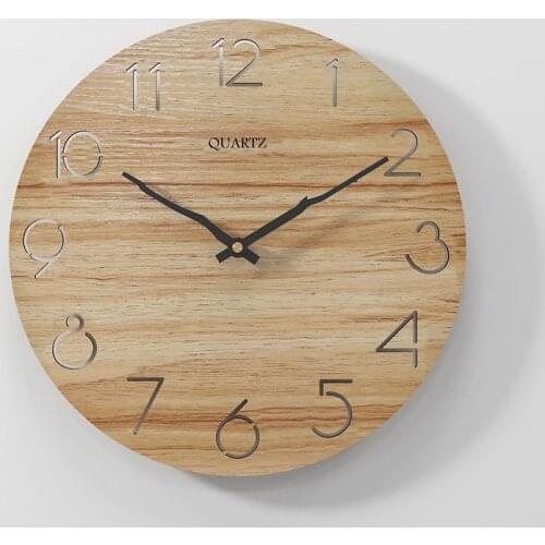 12inch Nordic Wooden 3D Wall Clock Hollow Design Creative Wall Art Decor Kitchen Wall Clock Number Hanging Watch Home Decoration