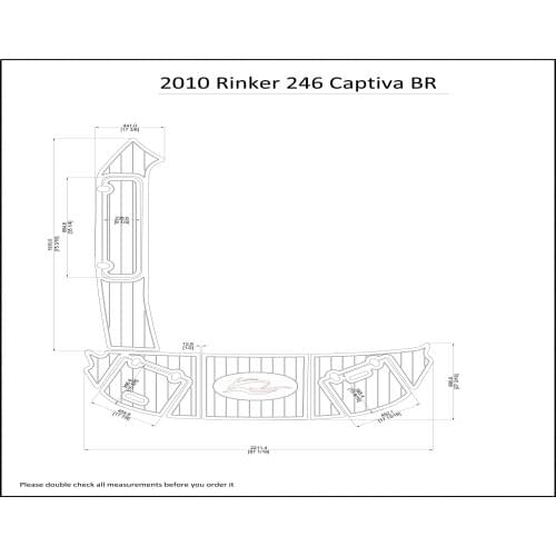 2010 Rinker 246 Captiva BR Swim Platform Boat EVA Faux Teak Decking Floor Pad