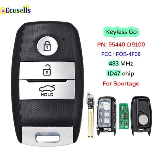 3 Buttons Keyless Go Smart Remote Car Key Fob 433MHz ID47 for KIA Sportage 2016 2017 P/N: 95440-D9100 FCC ID: FOB-4F08