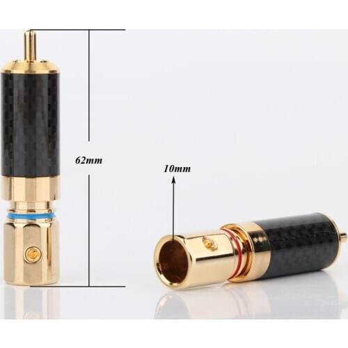 4pcs hifi brass Carbon fiber RCA Plug Gold Plated Audio Video Adapter Connector