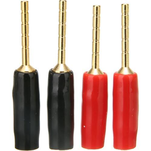 4pcs/lot 2mm Speaker Pin Connector 2mm Banana Plug Speaker Screw Terminal Connectors Gold Plated Wire Pin Terminals Plugs