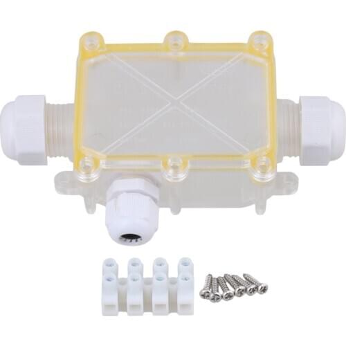 450V 24A T100 Plastic Transparent Outdoor Waterproof IP68 3-Way Cable Wire Connector Electrical Junction Box with Terminal