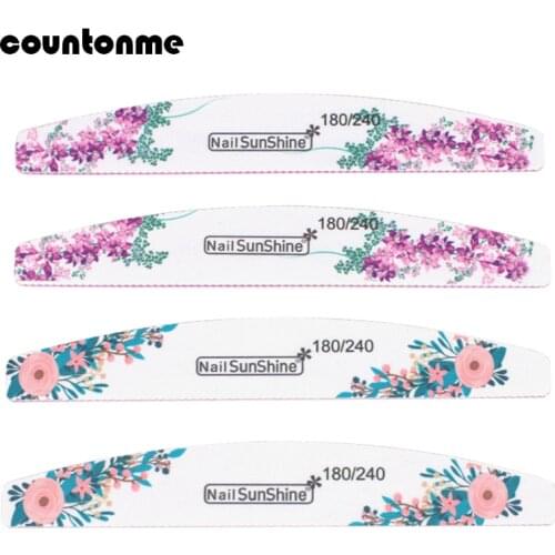 5/10Pcs Professional Nail File 180/240 White Sandpaper Nail Buffing Block Flower Printed Boat File Manicure Nail Accessoires