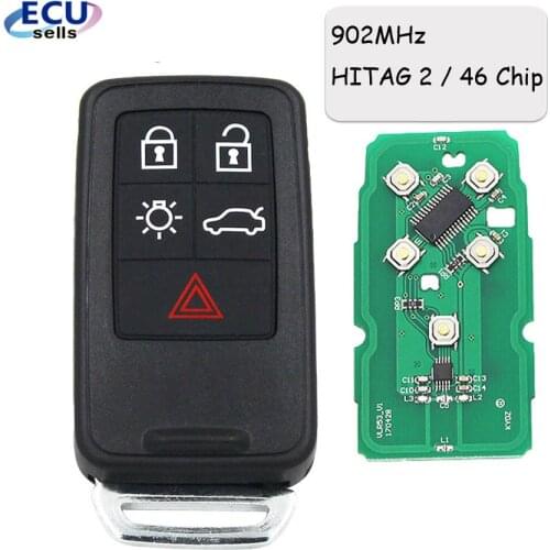 5 Buttons Smart Remote Key Fob 902MHz ID46 Chip for Volvo S60 S80 XC60 XC70 V70 V60 FCC ID: KR55WK49266