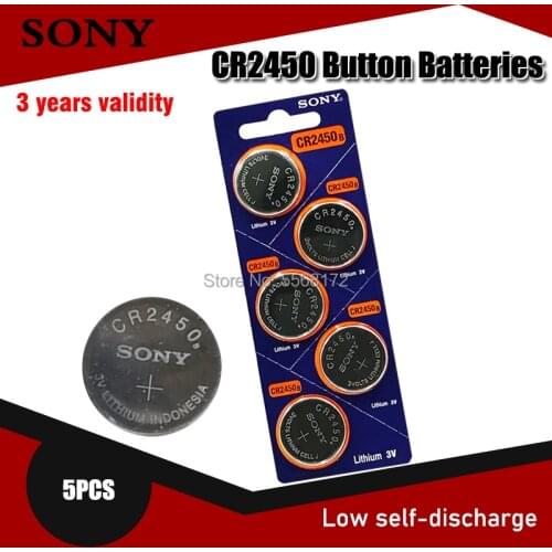 5PCS 100% Original Sony CR2450 CR 2450 3V 550mah Lithium Batteries For Watches clocks hearing aids Pedometer Button Coin Cell