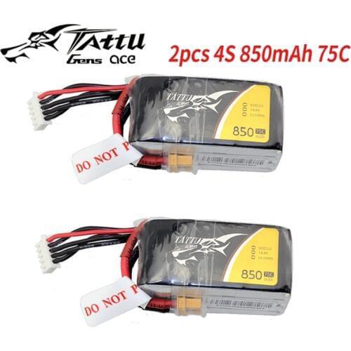 2 Pack TATTU 3S Lipo Battery 850mAh 75C Battery 11.1V XT30 Plug 58MM*29MM*21MM FPV Frame Drone Quadcopter Helicopter RC Car